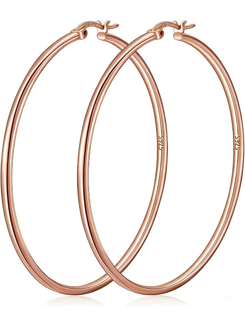 Women's Rose Gold-70mm Sterling Silver Hypoallergenic Big Hoop Earrings